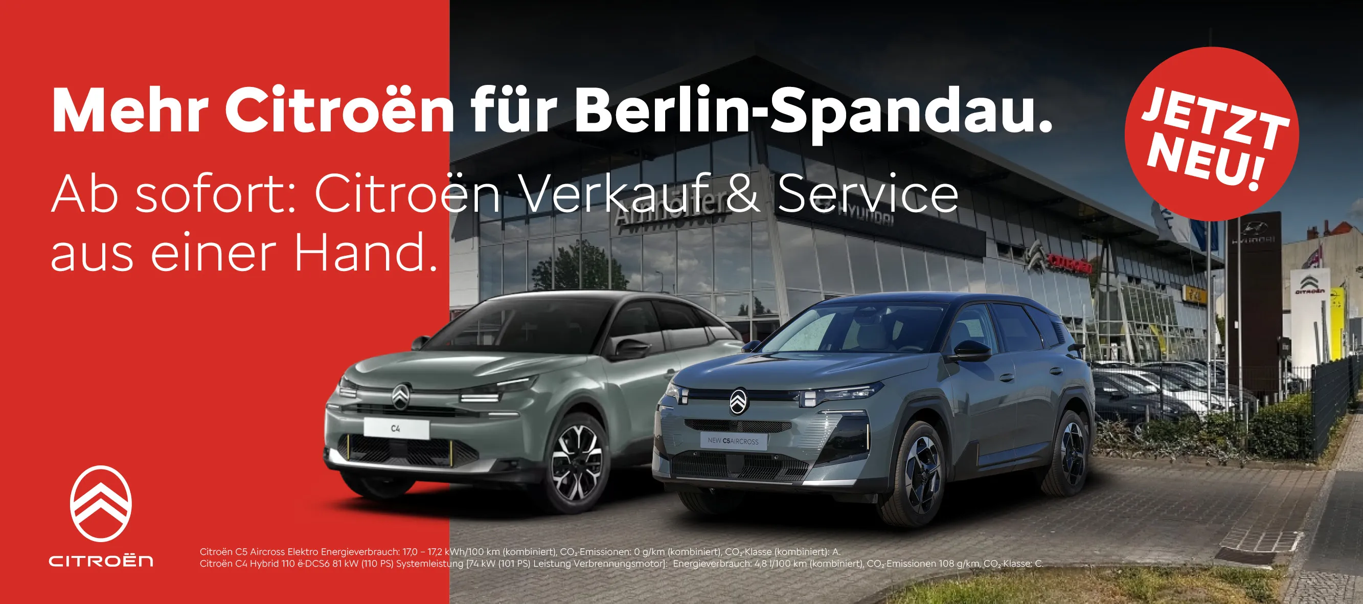 Hinweis ab Sofort Citroen bei Standort Berlin Spandau